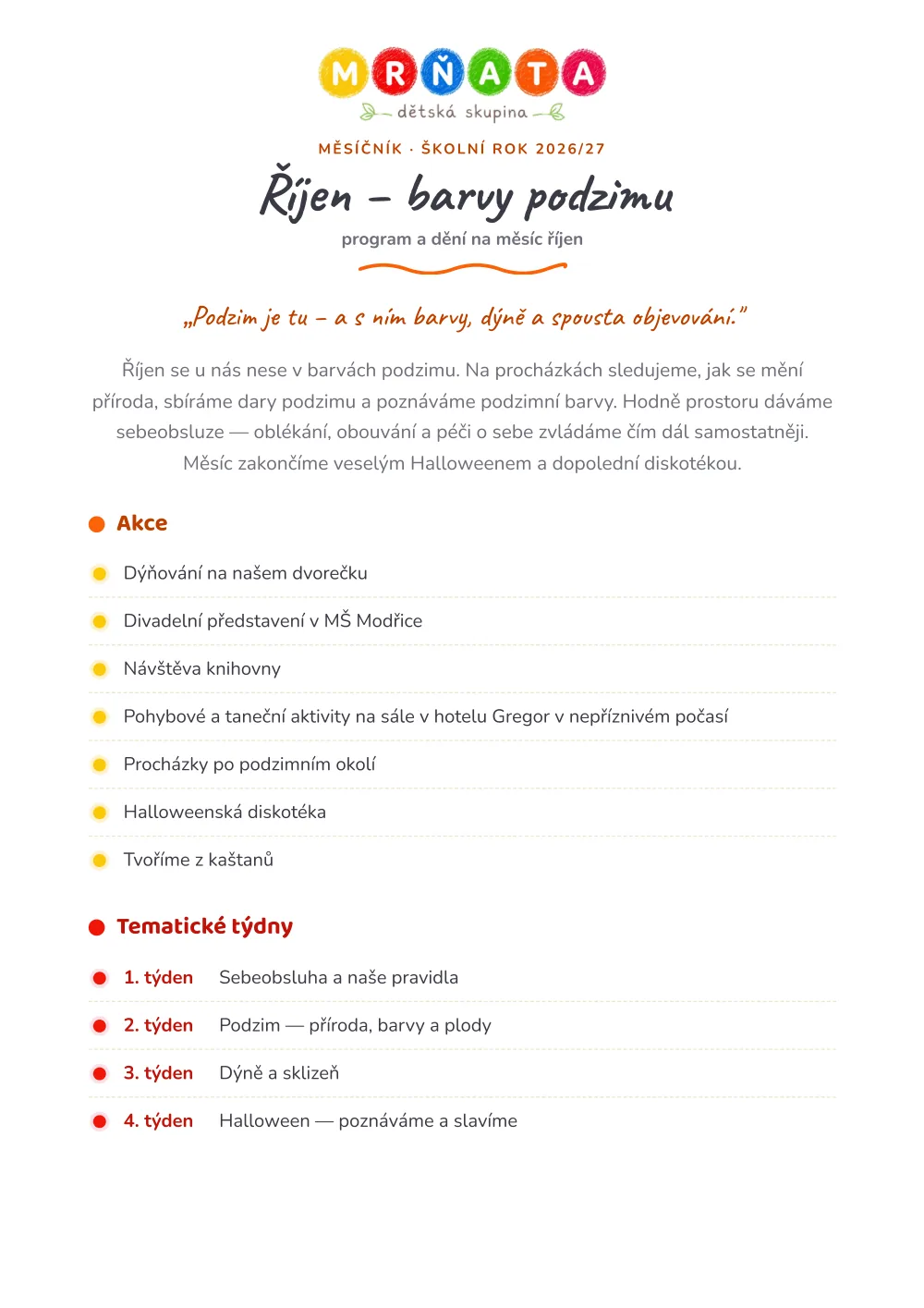 Měsíčník říjen 2026 — náhled